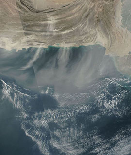 Dust blowing off the coast of Pakistan - feature grid