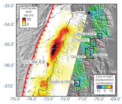 Data image showing a fault slip in southern Chile