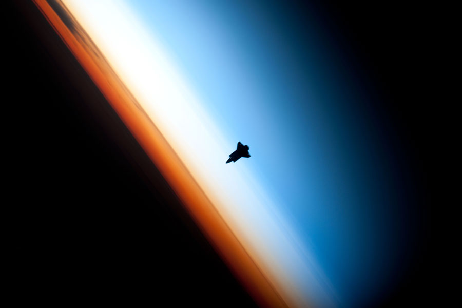 Photograph of the Space Shuttle Endeavour in space