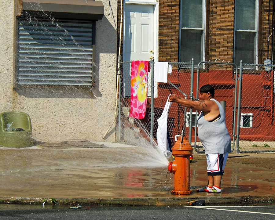 Photograph of water spraying out of a fire hydrant