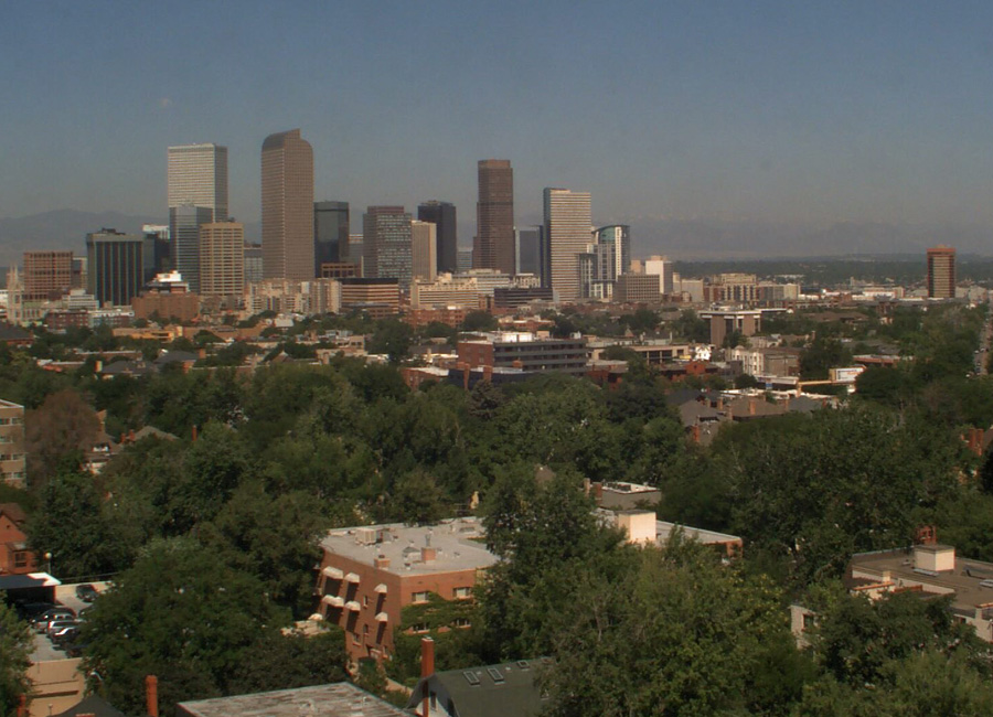 Weathercam photograph of air pollution in Denver on July 22, 2014