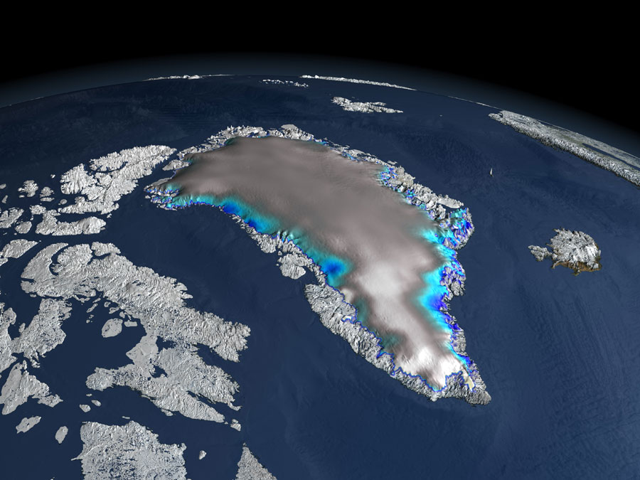 Data visualization of changes in ice elevation of the Greenland Ice Sheet
