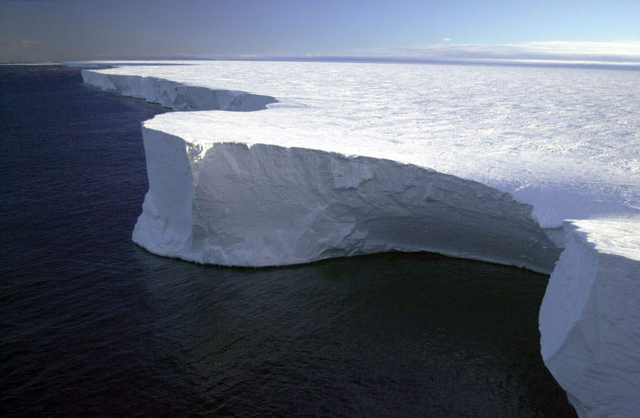Aerial photograph of Iceberg B-15A off the coast of Antarctica.