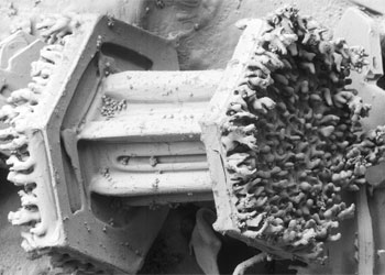 Magnified image of a capped column snowflake