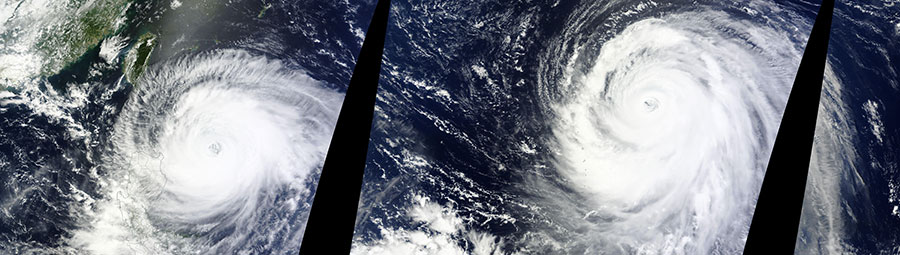 Two typhoons in the Western Pacific Ocean - feature grid