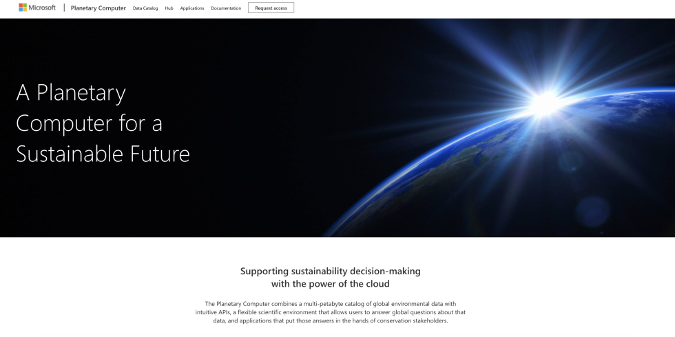 Screenshot of the Microsoft Planetary Computer platform