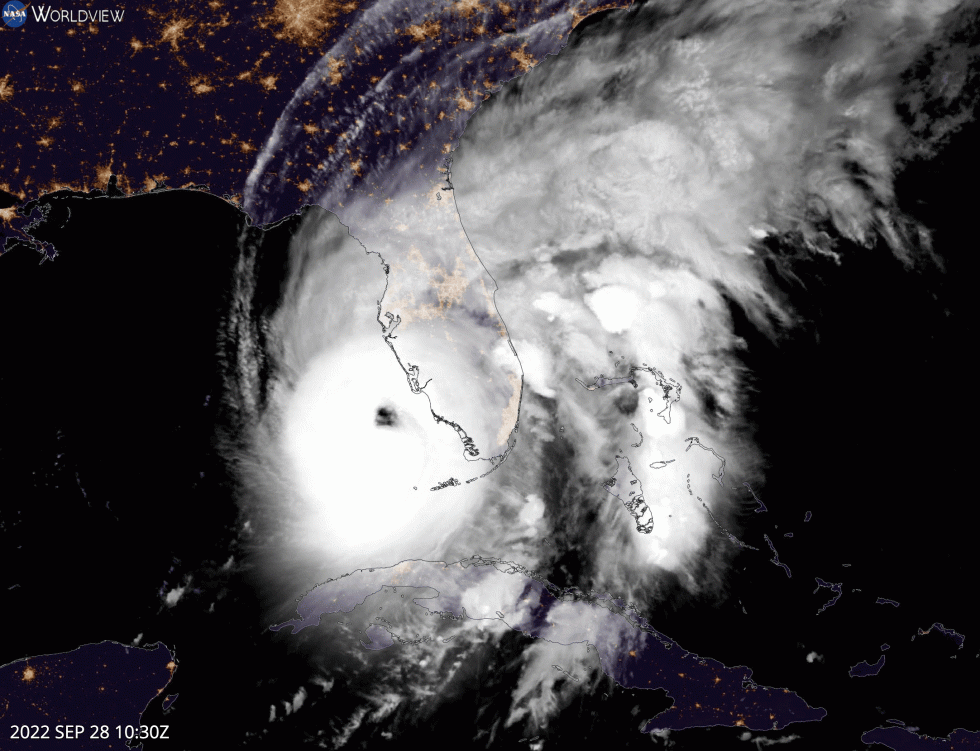 Animation of Hurricane Ian approaching Florida on 28 September 2022 between 10:30 to 13:10 UTC 