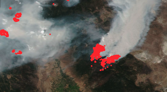 Fire and thermal anomaly layers in Worldview from VIIRS.