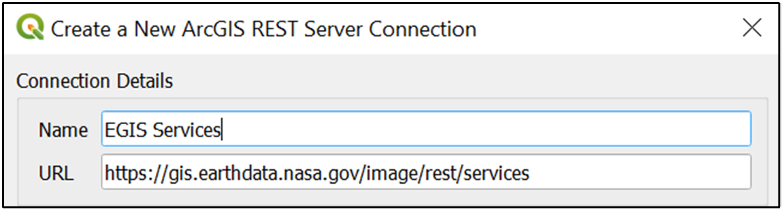 Create new ArcGIS REST server connection