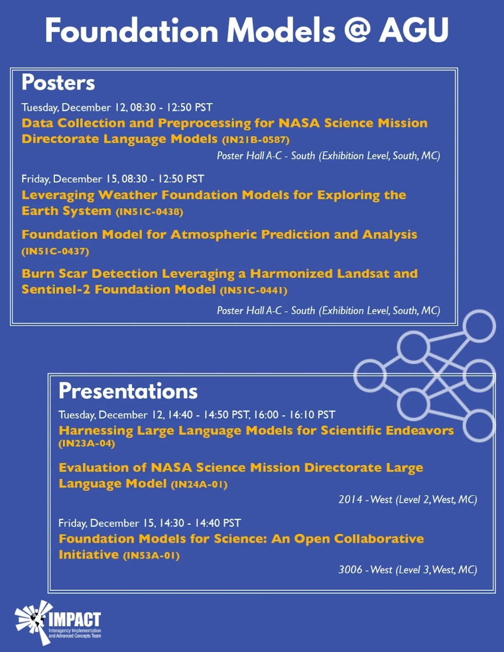 Poster showing times and dates for foundational model events listed in text afterwards.