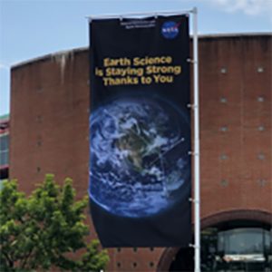 Exterior of a building at GSFC with Earth Science banner