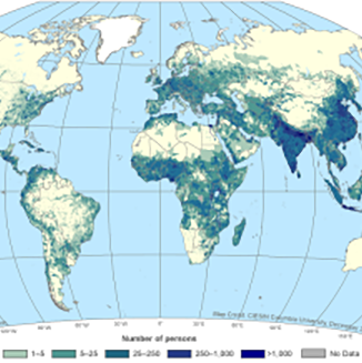 SEDAC Gridded Population of the World data map
