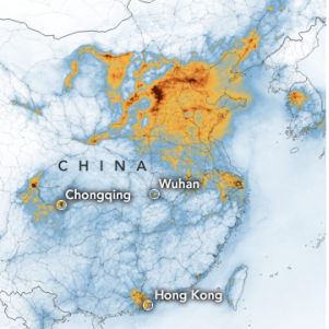 Image of nitrogen dioxide data over China