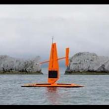 Photograph of a saildrone at sea