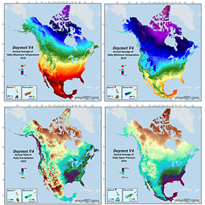 Daymet data include daily precipitation totals for North America 