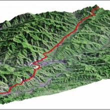 A three-dimensional view, looking to the southeast, shows the fault that ruptured during the 2005 Kashmir earthquake. 