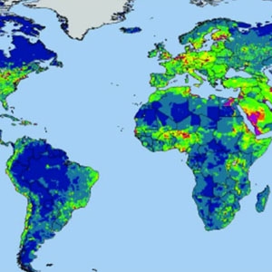 This map shows the net primary production (NPP) supply versus human demand, with demand as a percentage of supply.