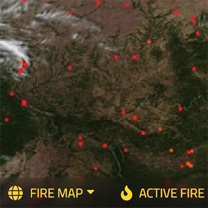 Screenshot of the FIRMS US-CA fire map