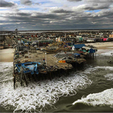 A destroyed amusement park wrecked by Hurricane Sandy