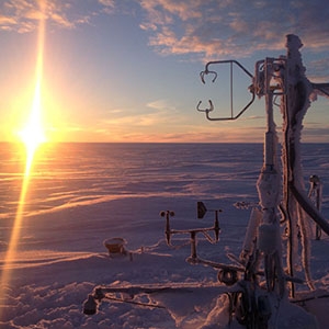 Frost clings to an eddy covariance tower in Barrow, Alaska. 