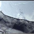 Taken on March 3, 2000, this image shows the Ross Ice Shelf prior to the calving of iceberg B15.