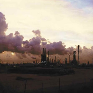 This photograph, taken at dawn in August 2006, shows an oil refinery in Corpus Christi, Texas. 