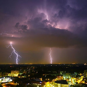 Lightning strikes near Helsinki, Finland during a 2012 storm.