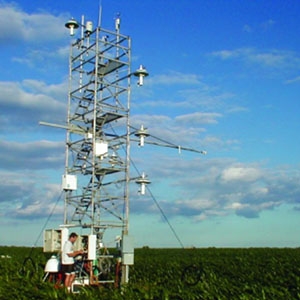 This FLUXNET tower is one of many worldwide that scientists have erected to constantly monitor landscape health and productivity.