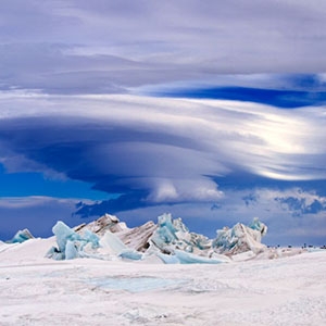 A pressure ridge forms on the sea ice near Scott Base in Antarctica.