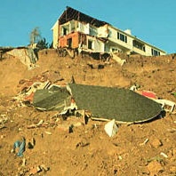In a landslide triggered by the 1994 Northridge, California, earthquake, this house crumbled near Golden, Colorado.