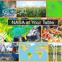Collage of images showing crops and food with "NASA at Your Table" in the center