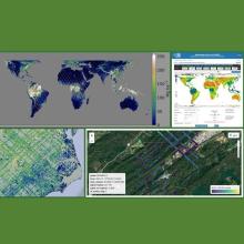 This webinar banner image shows GEDI aboveground biomass data imagery and tool screenshots.