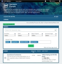 Screenshot of Earthdata Forum home page