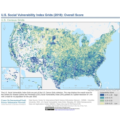 screenshot of U.S. with colors indicating social vulnerability