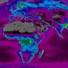 image of satellite data processing showing the African continent