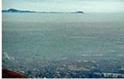 The image above shows a brown haze over Boulder, Colorado.