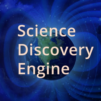 Stacked words Science Discovery Engine over image of Earth.