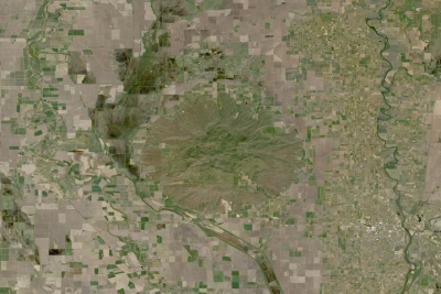 True color reflectance image of Sutter Buttes in central California on 24 April 2023 from HLS Sentinel 2A & 2B