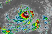 Super Typhoon Mawar over Guam on 24 May 2023 from the AHI instrument aboard the Himawari-8 satellite