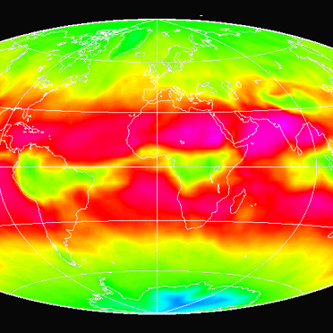 The ERBE image above shows longwave radiation from April 1985.