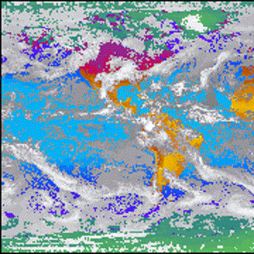 The image above shows part of an ISCCP single global snap-shot of clouds.