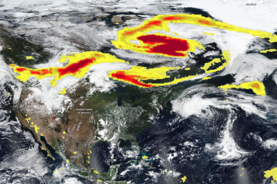 High Aerosol Index from Fires in Canada on 4 September 2023 from the VIIRS and OMPS instruments aboard the joint NASA/NOAA Suomi NPP satellite
