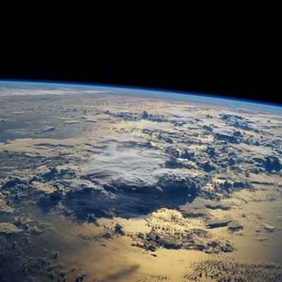 View from space of clouds over an ocean