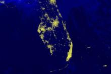 Black Marble Nighttime Blue/Yellow Composite (Day/Night Band) of Florida on 21 November 2023 from the VIIRS instrument aboard the Suomi NPP satellite