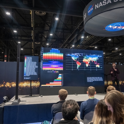 The NASA Hyperwall shows data at AGU