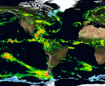 Global map shows precipitation data for June 3, 2020, from NASA’s Integrated Multi-satellitE Retrievals for GPM (IMERG) algorithm.