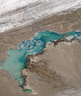 Ice on Lake Balkhash Kazakhstan on 28 March 2020 (Terra/MODIS) 