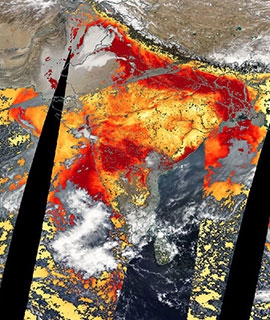 High Aerosol Optical Depth over Northern India - feature grid