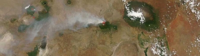 Smoke plume from Mount Meru, Tanzania - feature grid