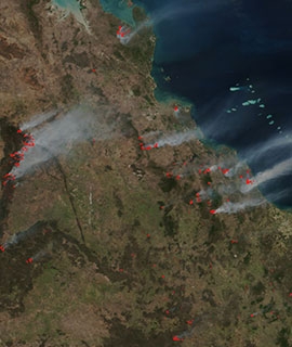 Fires in Queensland, Australia - feature grid